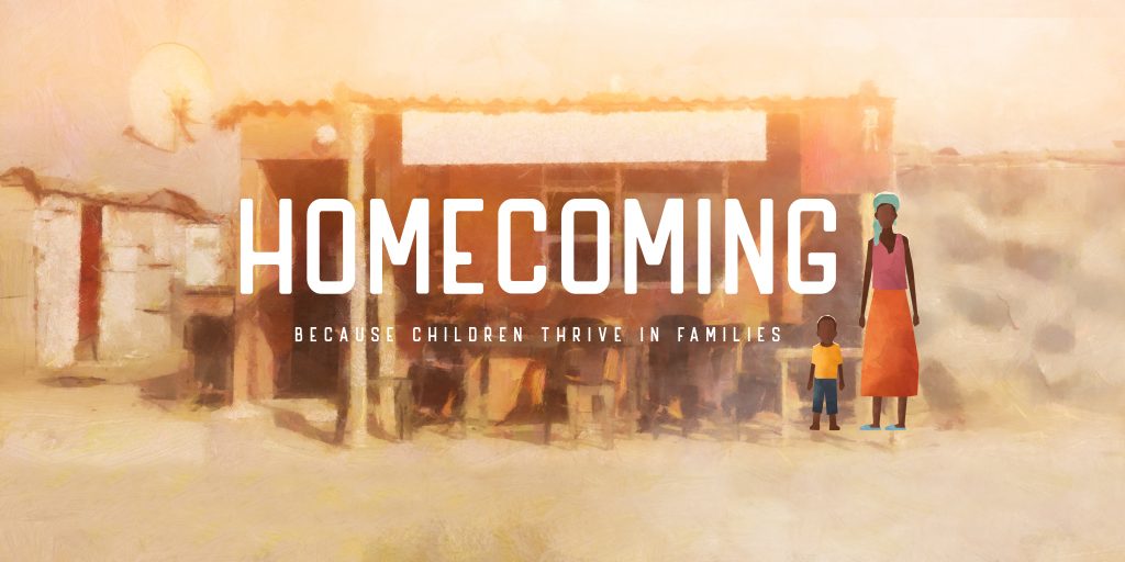 Homecoming Project logo with illustrated background
