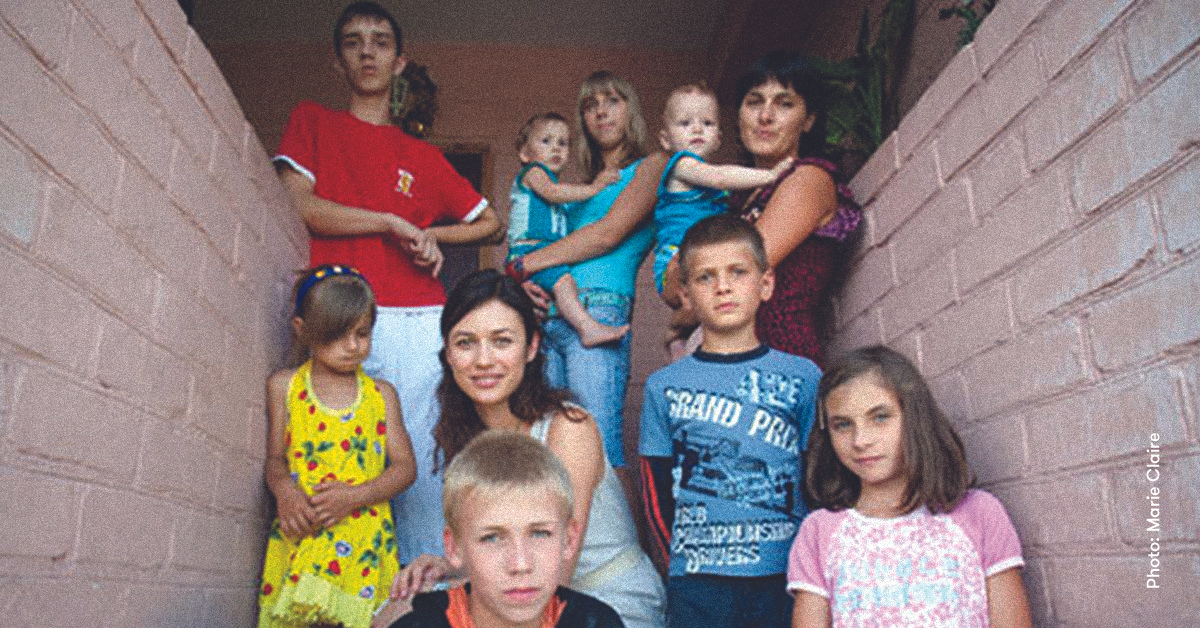 Olga Kurylenko on a visit to an orphanage in Ukraine